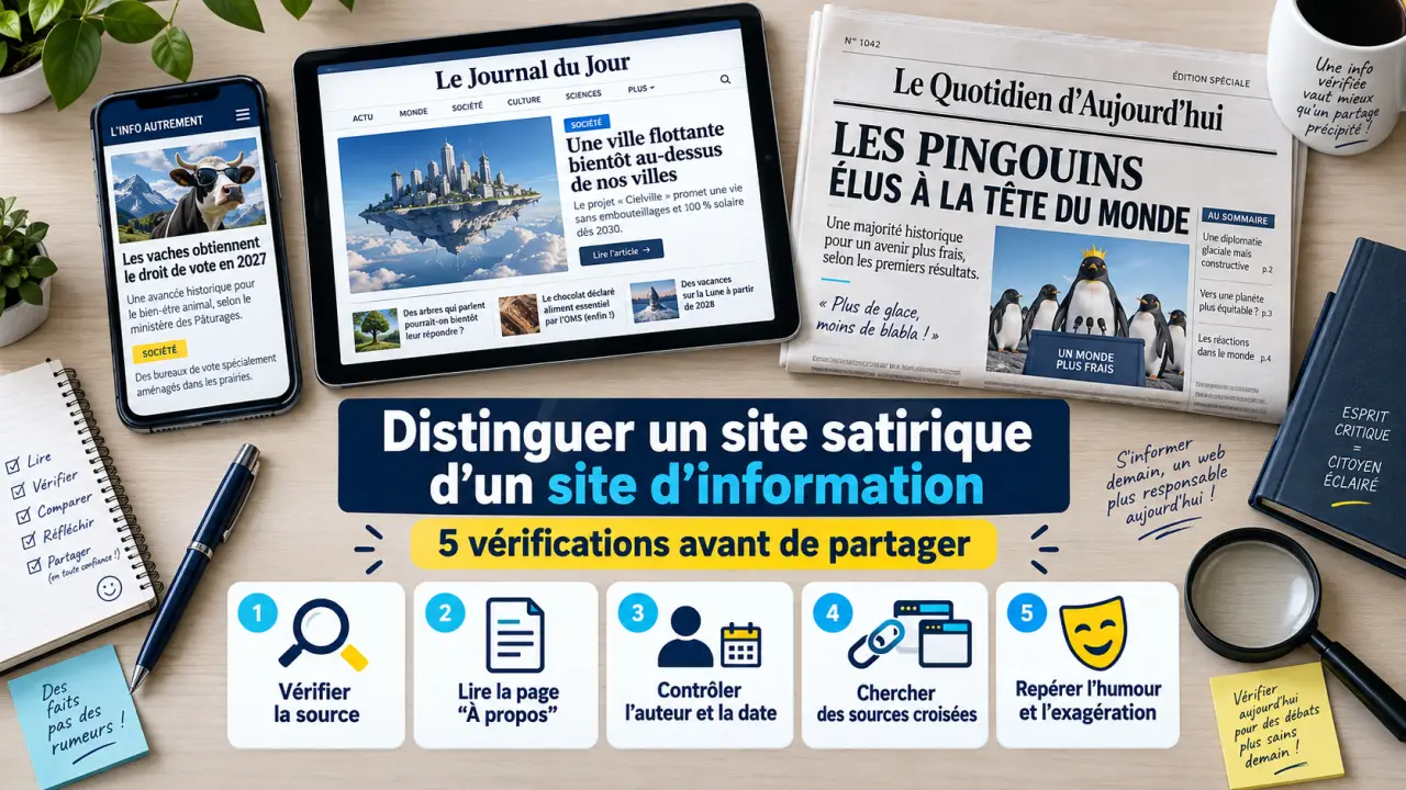 Distinguer un site satirique d’un site d’information : 5 vérifications avant de partager