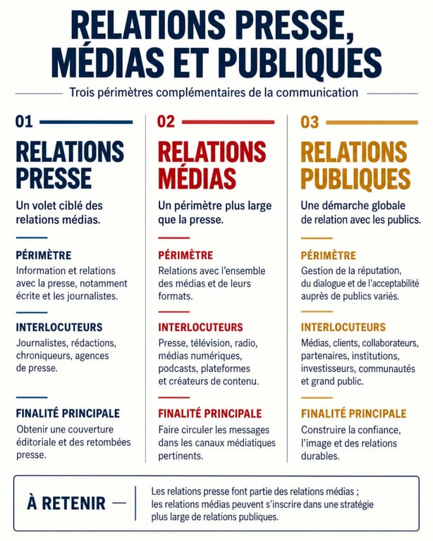 Presse relation : comparaison entre relations presse, relations médias et relations publiques