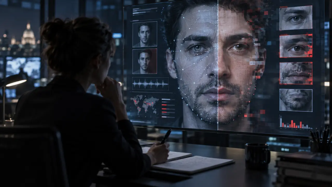 Écran affichant une vidéo manipulée par intelligence artificielle dans une salle de rédaction