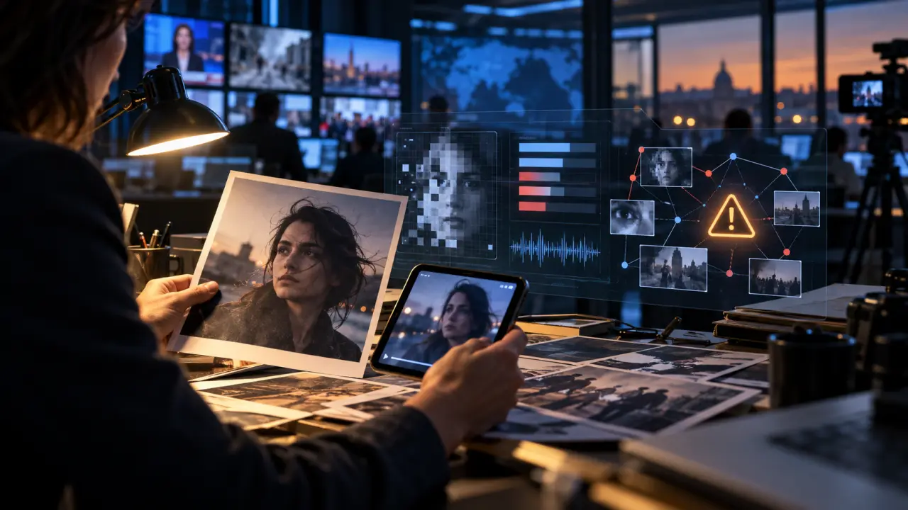 Écran affichant une analyse numérique d’une image potentiellement générée par intelligence artificielle