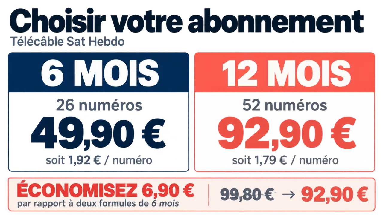 Comparaison des abonnements Télé câble sat hebdo sur 6 mois et 12 mois