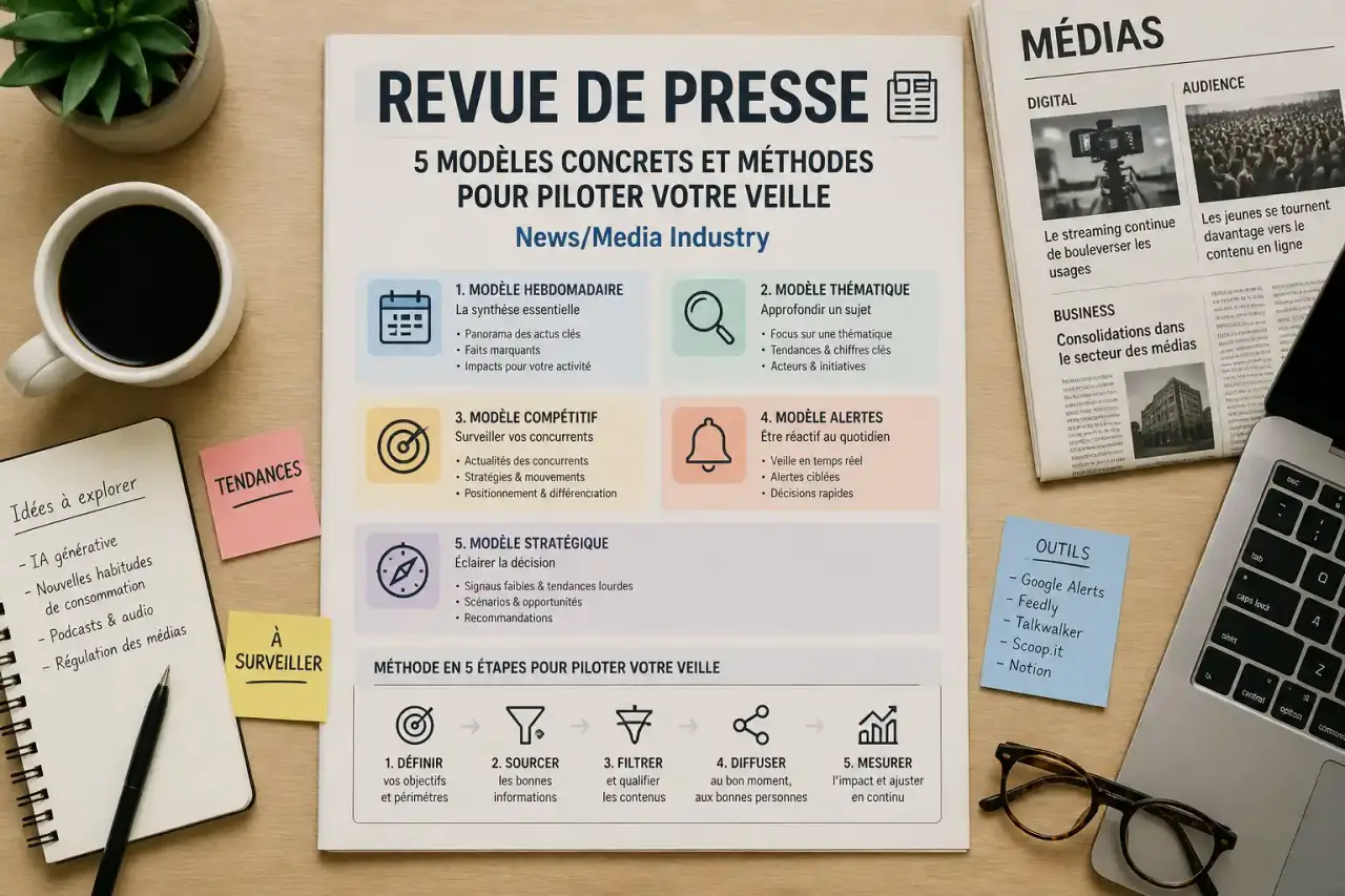 Revue de presse : 5 modèles concrets et méthodes pour piloter votre veille